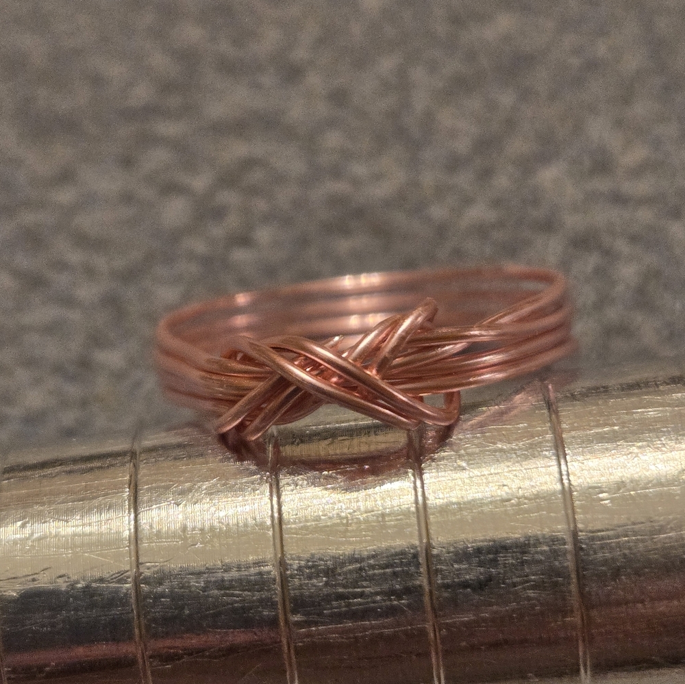 Handcrafted Rose Gold Wire Wrapped Infinity Bow Ring